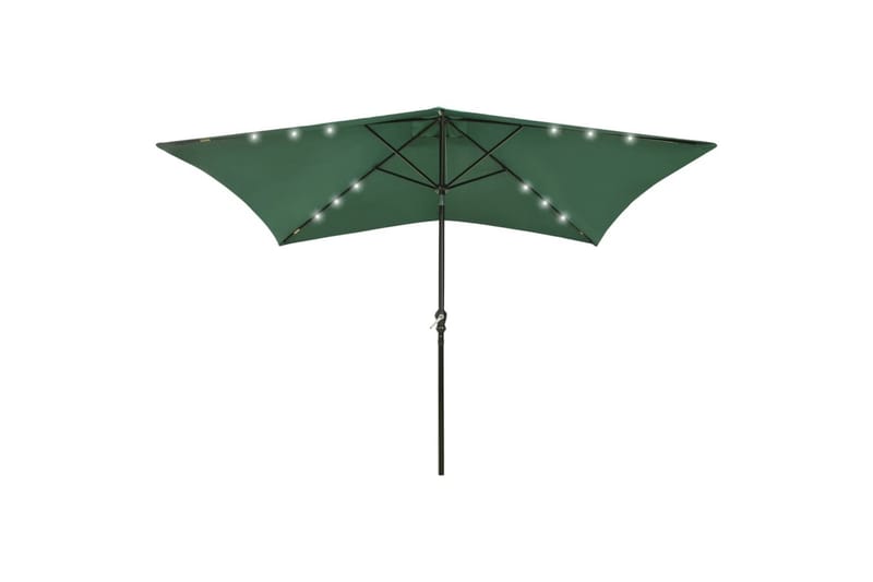 parasol med stålstang og LED-lys 2x3 m grøn - Parasoller