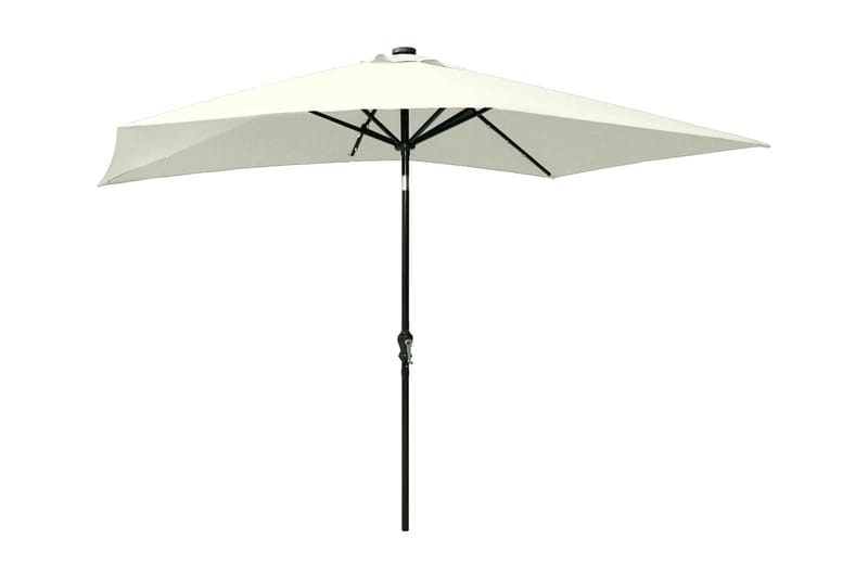 parasol med stålstang og LED-lys 2x3 m sandfarvet - Parasoller