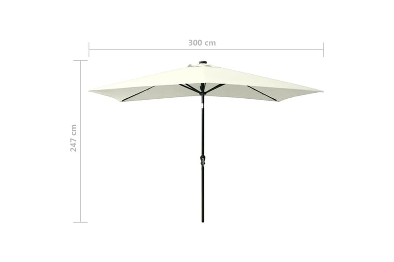 parasol med stålstang og LED-lys 2x3 m sandfarvet - Parasoller