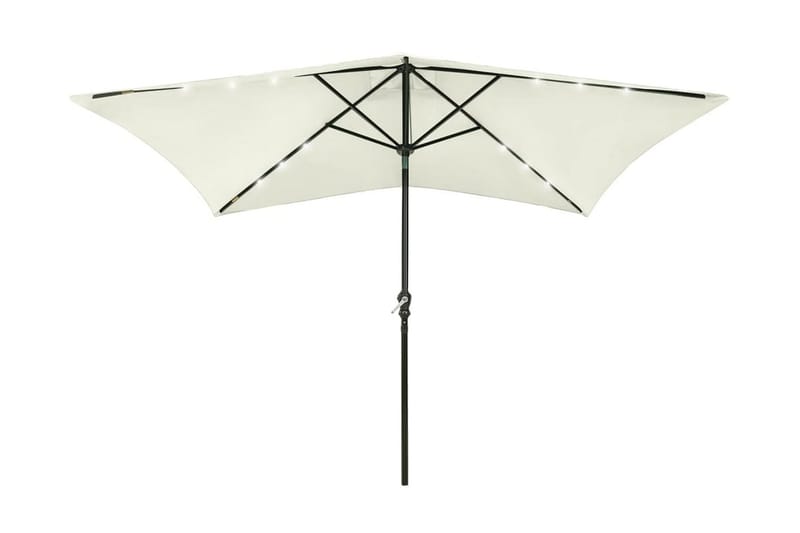 parasol med stålstang og LED-lys 2x3 m sandfarvet - Parasoller