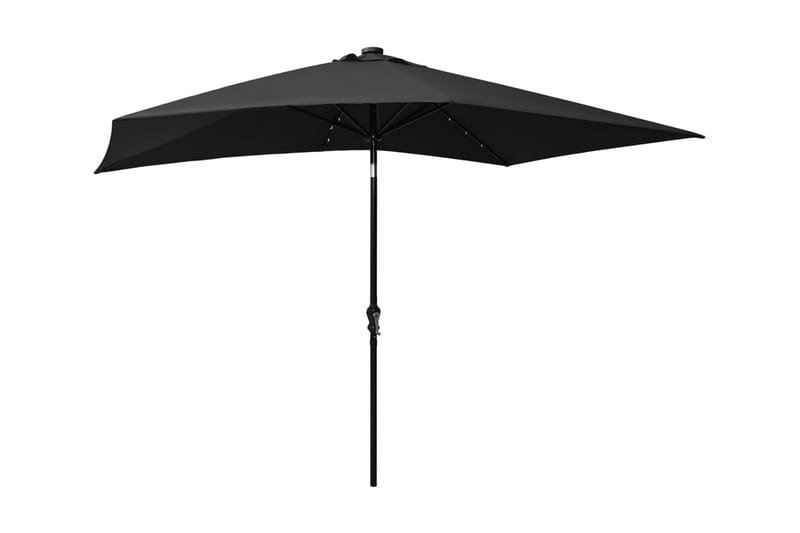 parasol med stålstang og LED-lys 2x3 m sort - Parasoller