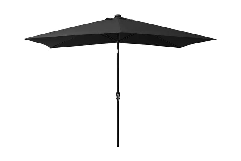 parasol med stålstang og LED-lys 2x3 m sort - Parasoller