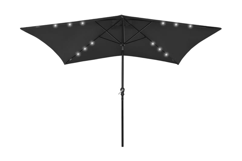 parasol med stålstang og LED-lys 2x3 m sort - Parasoller