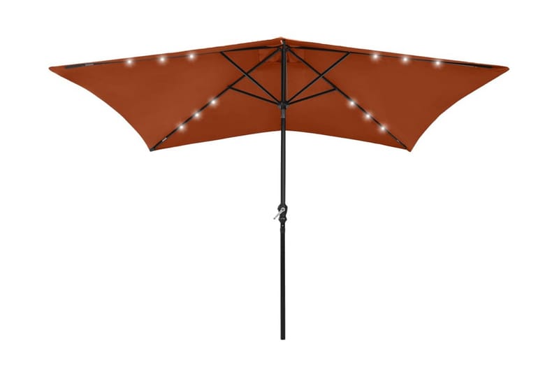 parasol med stålstang og LED-lys 2x3 m terrakotta - Parasoller