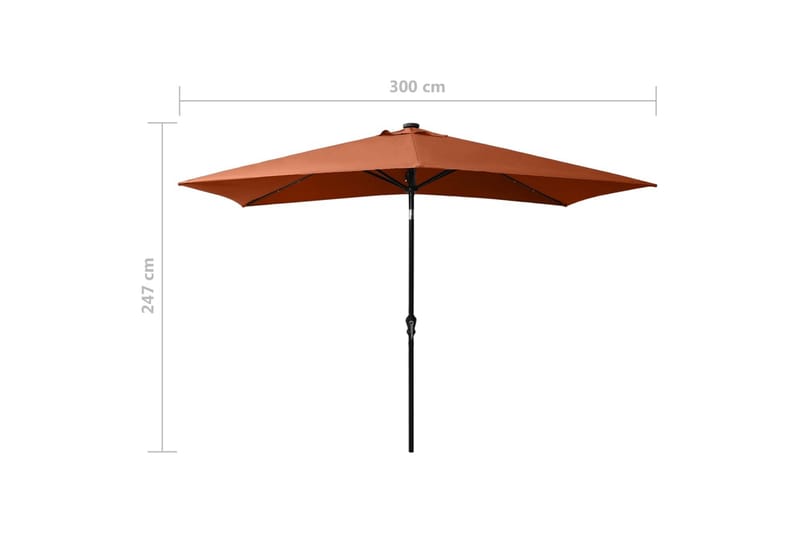 parasol med stålstang og LED-lys 2x3 m terrakotta - Havemøbler - Solafskærmning - Parasoller