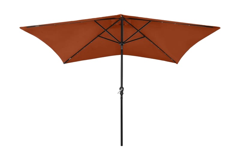 parasol med stålstang og LED-lys 2x3 m terrakotta - Parasoller