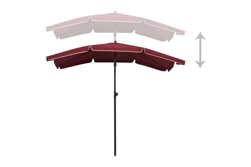 parasol med stang 200x130 cm bordeaux - Rød - Parasoller