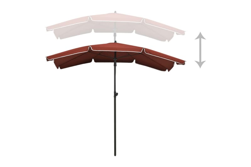parasol med stang 200x130 cm terrakotta - Orange - Parasoller