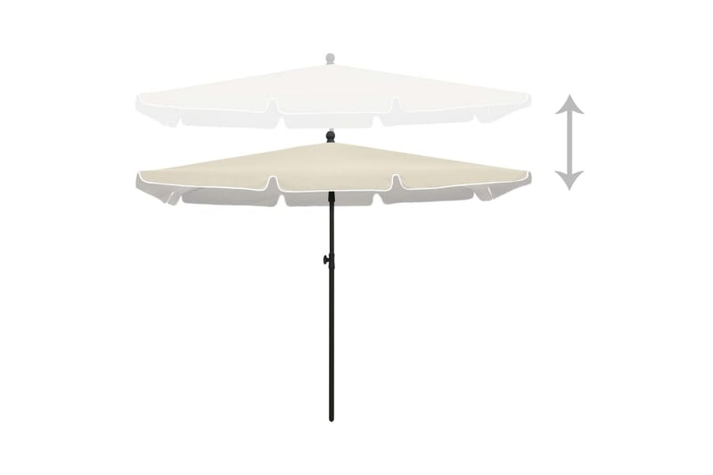 parasol med stang 210x140 cm sandfarvet - Creme - Parasoller