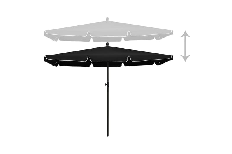parasol med stang 210x140 cm sort - Sort - Parasoller