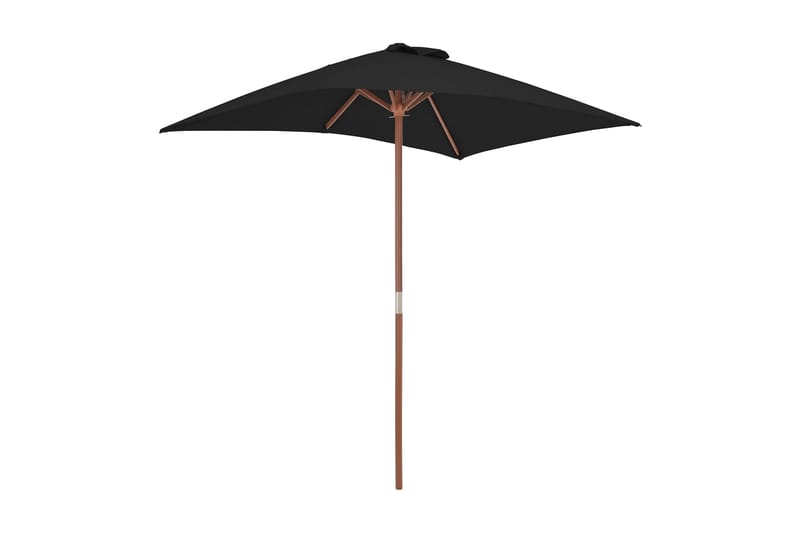 parasol med træstang 150x200 cm sort - Sort - Parasoller