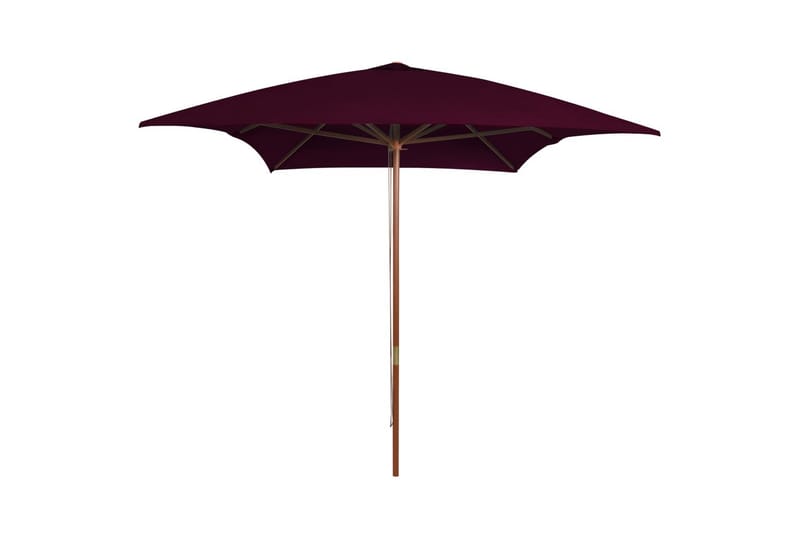 parasol med træstang 200x300 cm bordeauxfarvet - Rød - Havemøbler - Solafskærmning - Parasoller