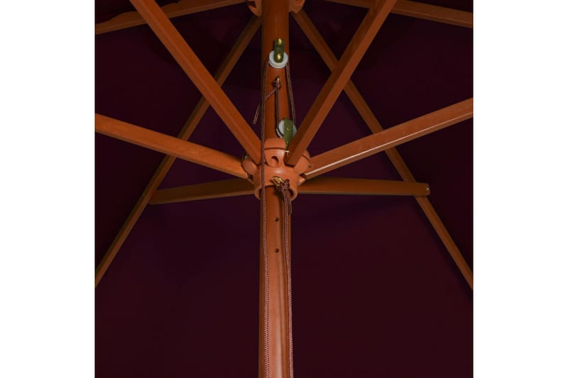 parasol med træstang 200x300 cm bordeauxfarvet - Rød - Havemøbler - Solafskærmning - Parasoller