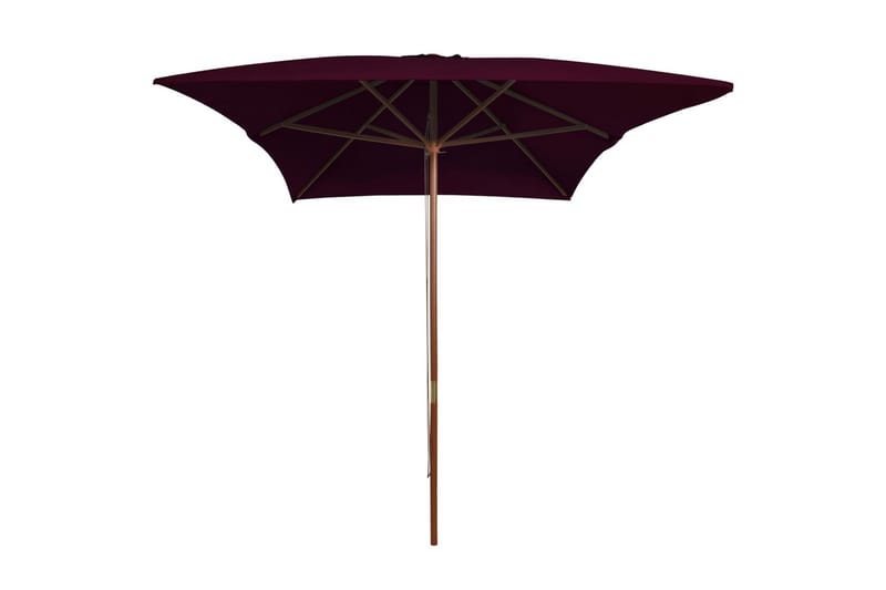 parasol med træstang 200x300 cm bordeauxfarvet - Rød - Havemøbler - Solafskærmning - Parasoller