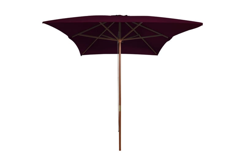 parasol med træstang 200x300 cm bordeauxfarvet - Rød - Parasoller