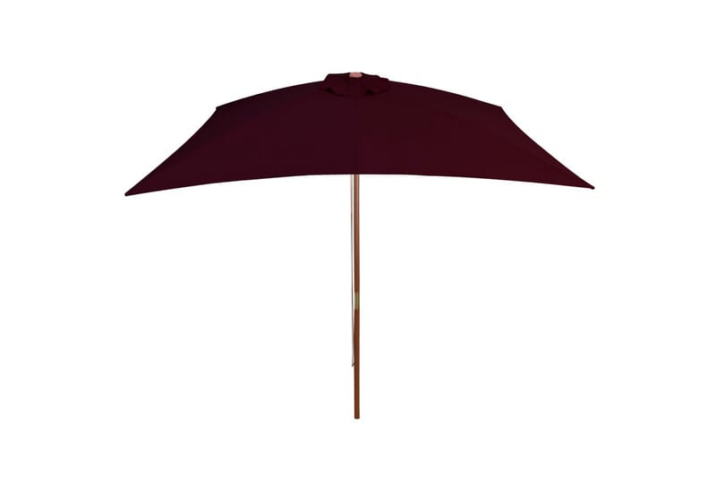 parasol med træstang 200x300 cm bordeauxfarvet - Rød - Havemøbler - Solafskærmning - Parasoller