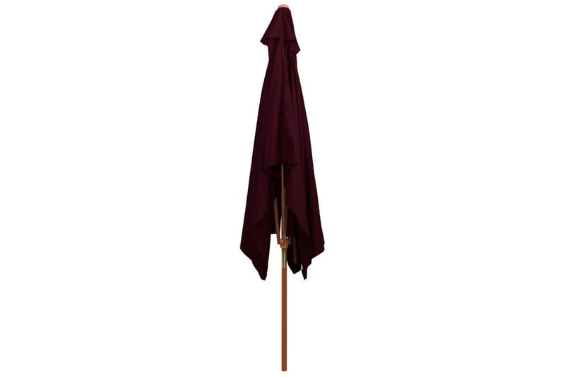 parasol med træstang 200x300 cm bordeauxfarvet - Rød - Havemøbler - Solafskærmning - Parasoller