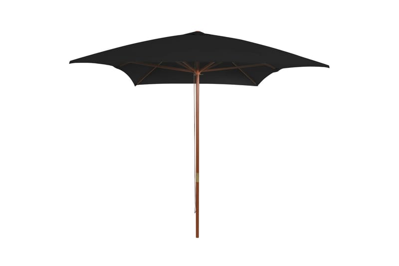 parasol med træstang 200x300 cm sort - Sort - Havemøbler - Solafskærmning - Parasoller