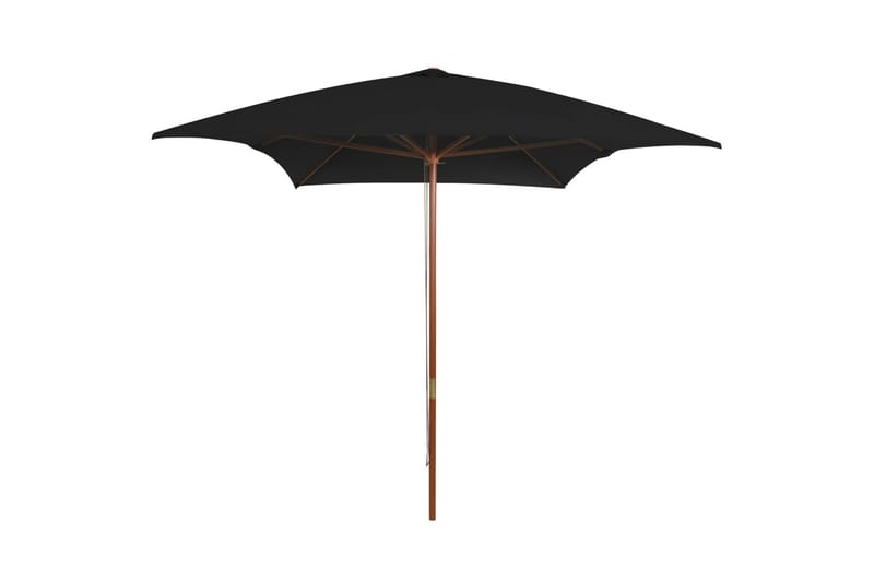 parasol med træstang 200x300 cm sort - Sort - Parasoller