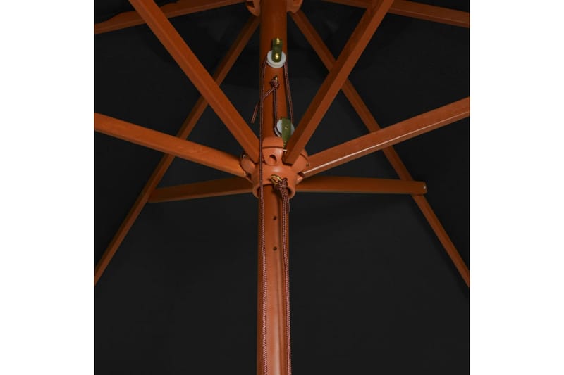 parasol med træstang 200x300 cm sort - Sort - Havemøbler - Solafskærmning - Parasoller