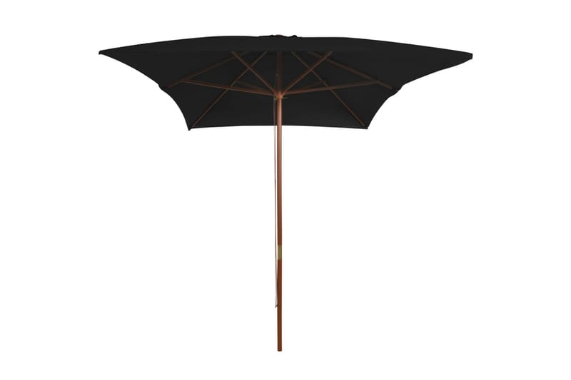 parasol med træstang 200x300 cm sort - Sort - Parasoller