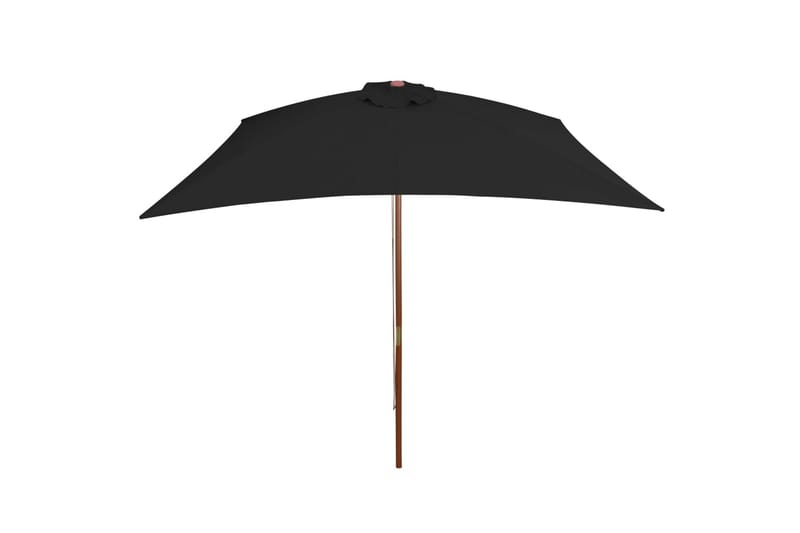 parasol med træstang 200x300 cm sort - Sort - Havemøbler - Solafskærmning - Parasoller