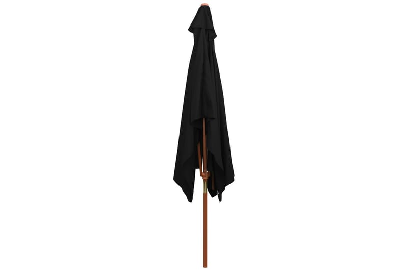 parasol med træstang 200x300 cm sort - Sort - Havemøbler - Solafskærmning - Parasoller