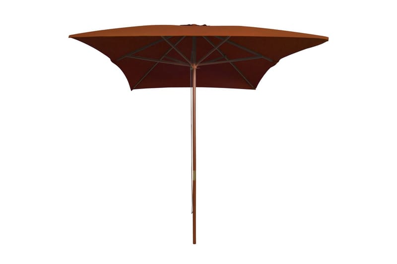 parasol med træstang 200x300 cm terrakotta - Brun - Havemøbler - Solafskærmning - Parasoller
