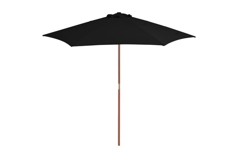 parasol med træstang 270 cm sort - Sort - Parasoller