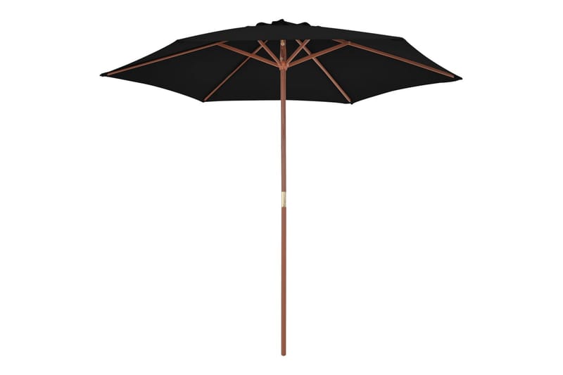 parasol med træstang 270 cm sort - Sort - Havemøbler - Solafskærmning - Parasoller