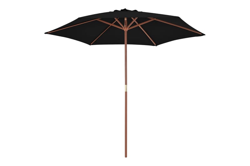 parasol med træstang 270 cm sort - Sort - Parasoller