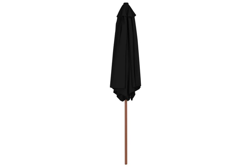 parasol med træstang 270 cm sort - Sort - Parasoller