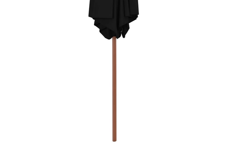 parasol med træstang 270 cm sort - Sort - Parasoller