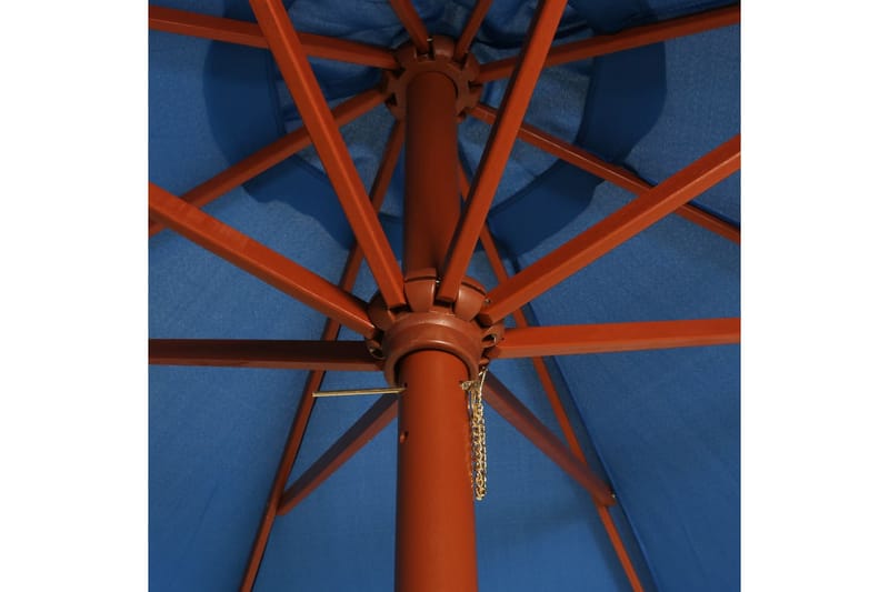 parasol med træstang 300 x 258 cm blå - Blå - Havemøbler - Solafskærmning - Parasoller