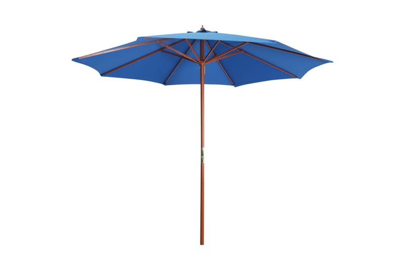 parasol med træstang 300 x 258 cm blå - Blå - Parasoller