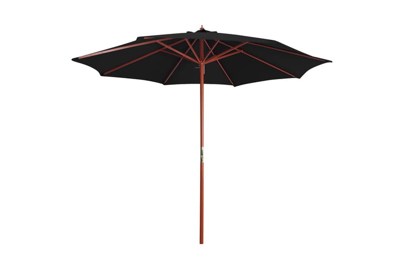 Parasol Med Træstang 300x258 cm Sort - Sort - Parasoller