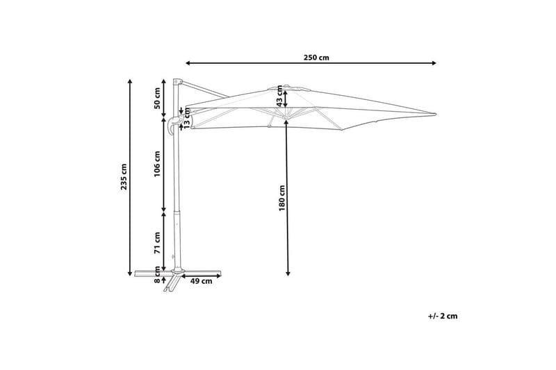 Parasol Monza - Grå, hvid - Havemøbler - Solafskærmning - Parasoller - Hængeparasol