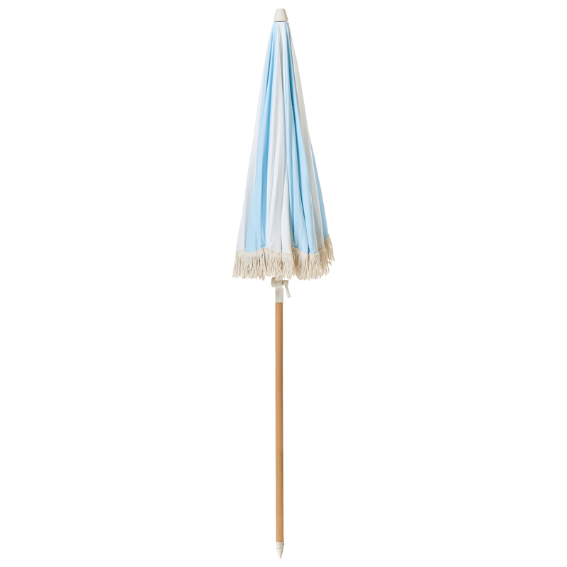 Parasol udendørs 155 cm Mondello - hvid/blå - Havemøbler - Solafskærmning - Parasoller - Strandparasol