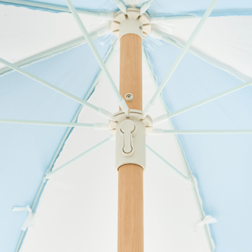 Parasol udendørs 155 cm Mondello - hvid/blå - Havemøbler - Solafskærmning - Parasoller - Strandparasol