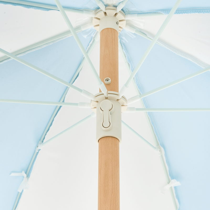 Parasol udendørs 155 cm Mondello - hvid/blå - Havemøbler - Solafskærmning - Parasoller - Strandparasol