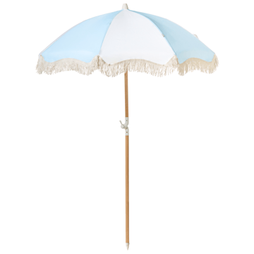 Parasol udendørs 155 cm Mondello - hvid/blå - Havemøbler - Solafskærmning - Parasoller - Strandparasol