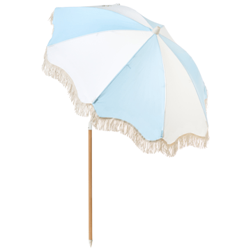 Parasol udendørs 155 cm Mondello - hvid/blå - Havemøbler - Solafskærmning - Parasoller - Strandparasol
