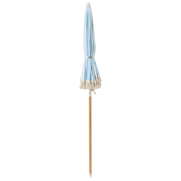 Parasol udendørs 155 cm Mondello - hvid/blå - Havemøbler - Solafskærmning - Parasoller - Strandparasol