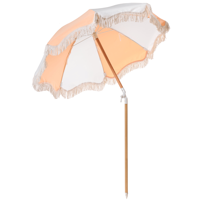 Parasol udendørs 155 cm Mondello - hvid/orange - Havemøbler - Solafskærmning - Parasoller - Strandparasol