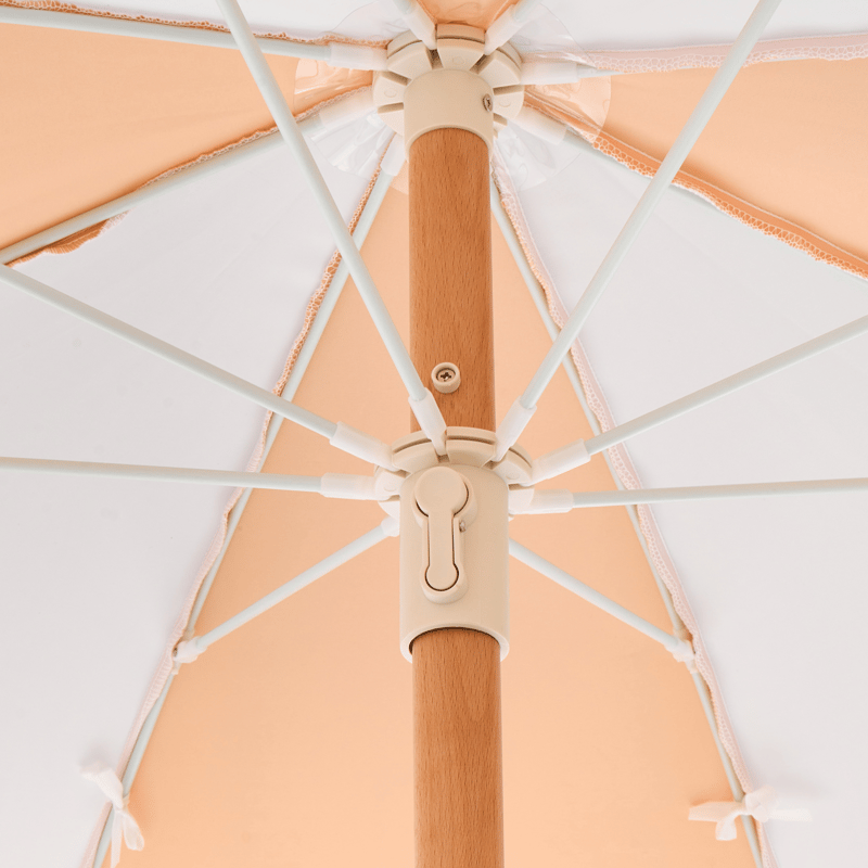 Parasol udendørs 155 cm Mondello - hvid/orange - Havemøbler - Solafskærmning - Parasoller - Strandparasol