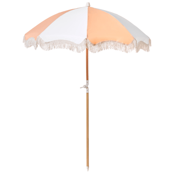 Parasol udendørs 155 cm Mondello - hvid/orange - Havemøbler - Solafskærmning - Parasoller - Strandparasol