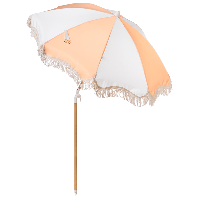 Parasol udendørs 155 cm Mondello - hvid/orange - Havemøbler - Solafskærmning - Parasoller - Strandparasol