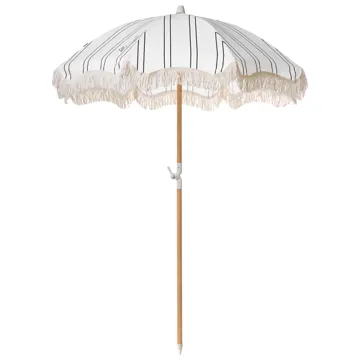 Parasol udendørs 155 cm Mondello - hvid/sort - Havemøbler - Solafskærmning - Parasoller - Strandparasol