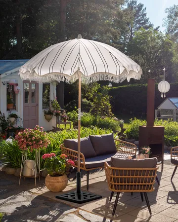 Parasol udendørs 155 cm Mondello - hvid/sort - Havemøbler - Solafskærmning - Parasoller - Strandparasol