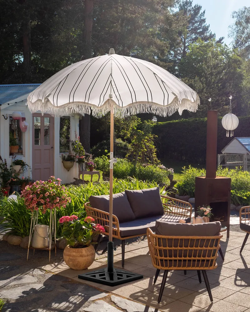 Parasol udendørs 155 cm Mondello - hvid/sort - Havemøbler - Solafskærmning - Parasoller - Strandparasol